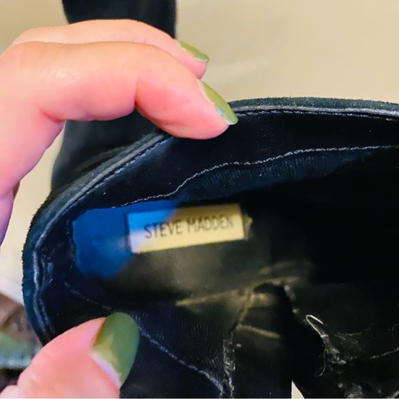 Steve Madden Simmer Suede Black Heeled Booties - Picture 8 of 9